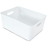 Ordnungsbox-Set WEIß-GRAU-ANTHRAZIT - 27x19x12cm - 5,2 Liter - Rattanoptik Schubladenorganizer Ordnungskorb Schublade - Organizerbox Ordnungssystem Kunststoff Aufbewahrung Bad Korb Schrank Schreibtisch