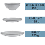 Melamin Geschirrset für 4 Personen - 16 Teile elegante Steingut Optik im warmen Rosé Ton - mit buntem Trinkglas 260ml - Campinggeschirr Geschirrset Tafelgeschirr Spülmaschinengeeignet Outdoor Camping