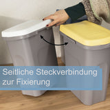 2x 25 Liter Mülleimer schmal grün Deckel Recycling Mülltrennung Abfalleimer Abfallbehälter Müll Küche rechteckig Abfallsammler Kunststoff Eimer Mülltonne Müllsackhalterung