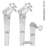 Stahl Zeltstange Verandastange - mit 2x Klemmen - teleskopierbar 120-215cm - Ø22/19mm - 2 Teile - leicht stabil Ersatz Gestänge Zelt Vorzelt Camping Zubehör Teleskopstange Dachauflagestange