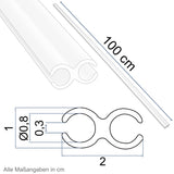 3x Doppel-Kederschiene zu 1 Meter Kederleiste - 8mm (passend für 5-7mm Keder) - Kunststoff Leiste für Wohnwagen Wohnmobil Reisemobil - Zuschneidbar - grau