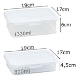 Vorratsdosenset 800+1330ml - Butterbrotdose Aufschnittdose Gefrierdose Frischhaltedose Mikrowellengeeignet Spülmaschinengeeignet Lebensmittelecht -transparent-weiss
