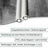 3x Doppel-Kederschiene zu 1 Meter Kederleiste - 8mm (passend für 5-7mm Keder) - Kunststoff Leiste für Wohnwagen Wohnmobil Reisemobil - Zuschneidbar - grau