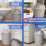 Mülleimer 10 Liter rund Ø28,5x39cm Rattanoptik Schwingdeckel Schwingdeckeleimer Kunststoff Küche Büro Bad Putzeimer Kosmetikeimer Papierkorb Eimer Abfalleimer Abfallbehälter Mülltonne Müll Abfallsammler